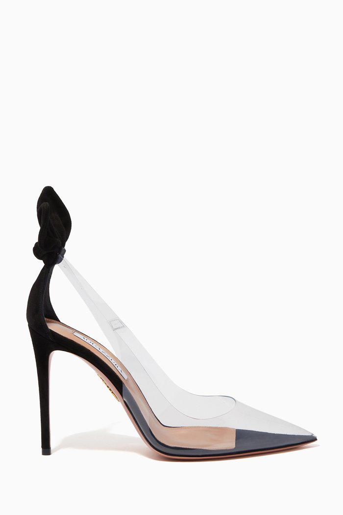 

Bow Tie Pumps 105 in Suede & PVC, Black