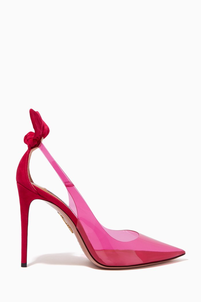 

Bow Tie Pumps 105 in Metallic Leather & PVC, Pink