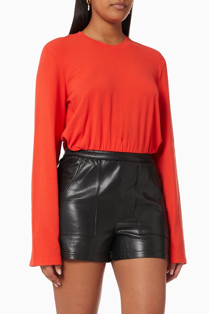 

Bubble Crop Top in Sueded Jersey, Orange