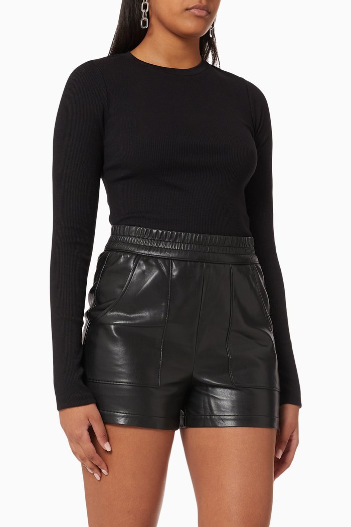

Mass Rib Cross Back Bodysuit in Tencel, Black