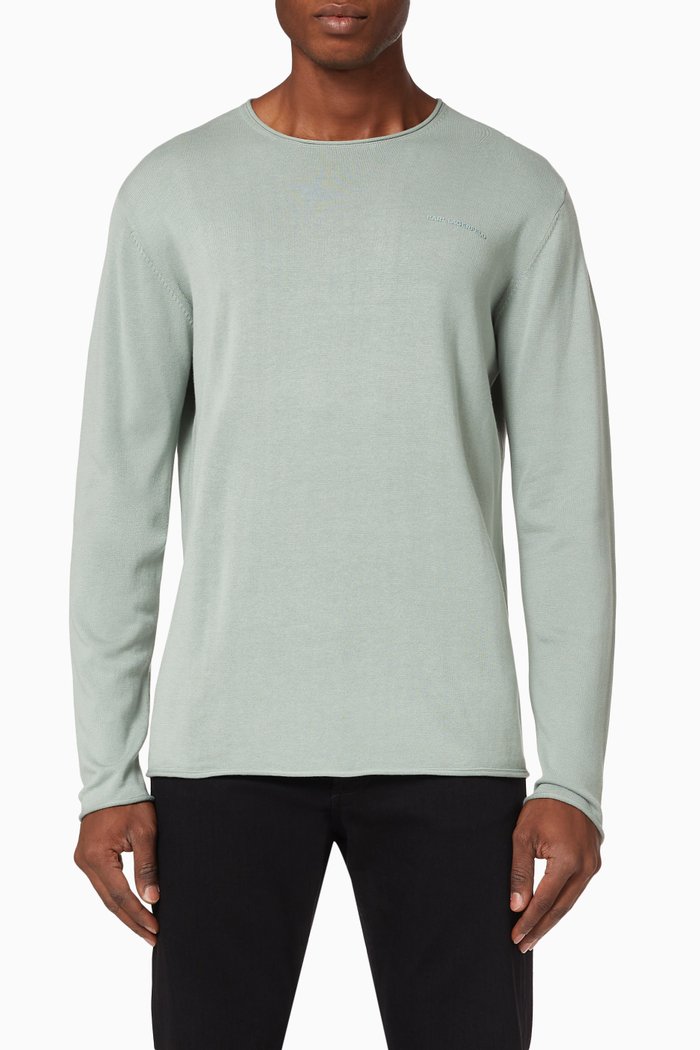 

Karl Lagerfeld Sweater in Cotton Knit, Green