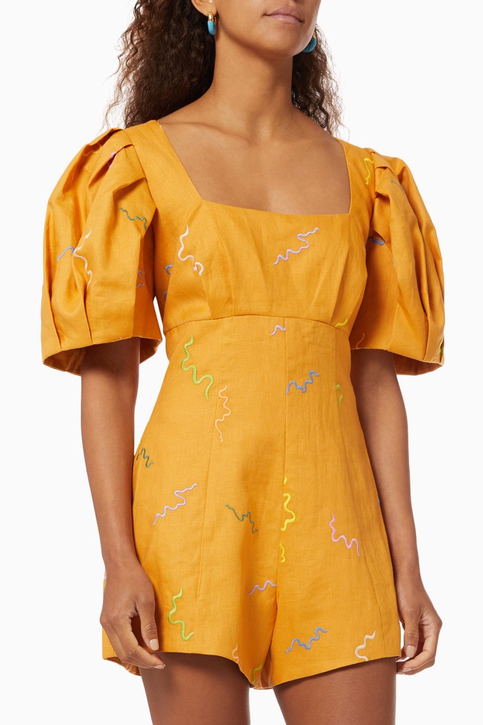 

Sundance Playsuit in Linen, Orange