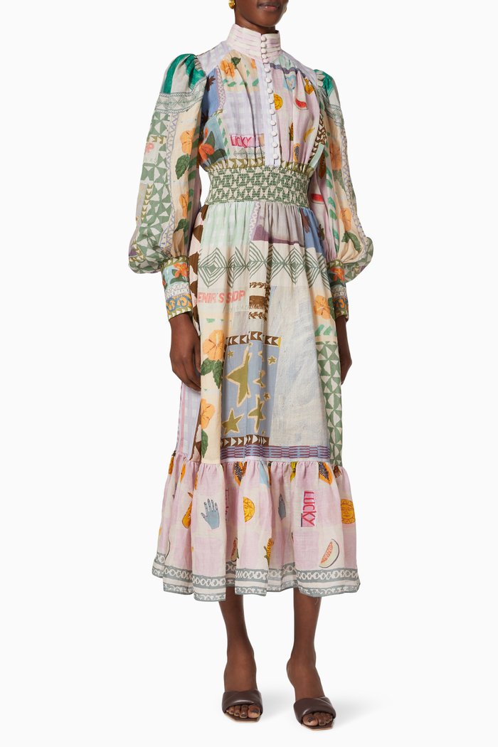 

x Emma Gale Shirt Dress in Ramie, Multicolour