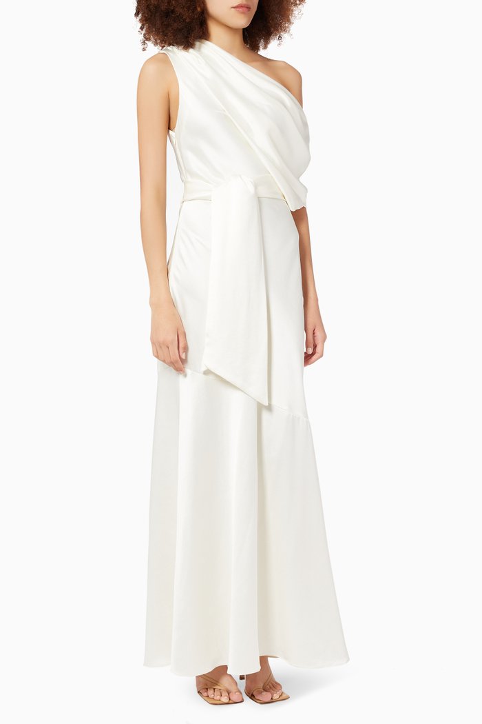 

Olinda Dress in Satin, Neutral