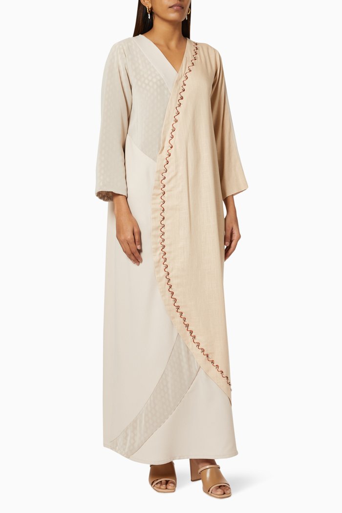 

Embroidered Kaftan in Cotton, Multicolour