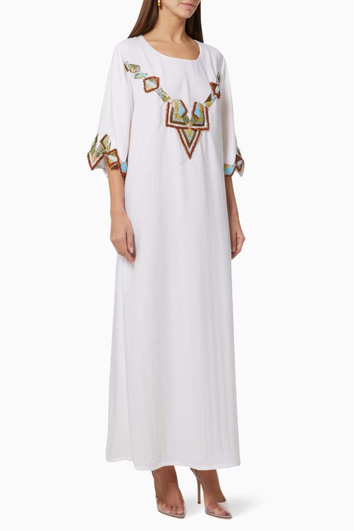 

Tetrahedron Cut Kaftan in Silk, Multicolour