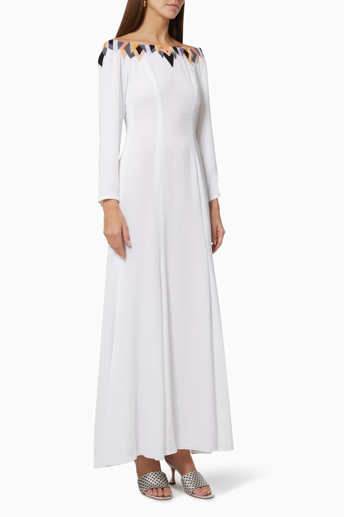 

Hand Embroidered Dress in Silk, White