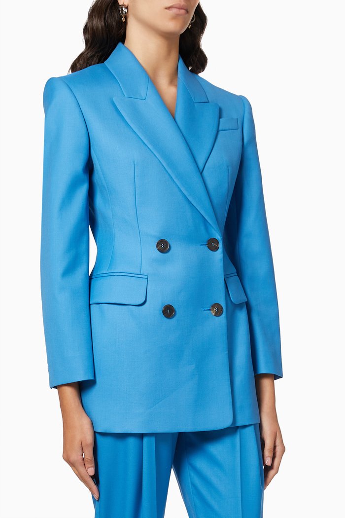 

Double Breasted Jacket in Wool, Blue