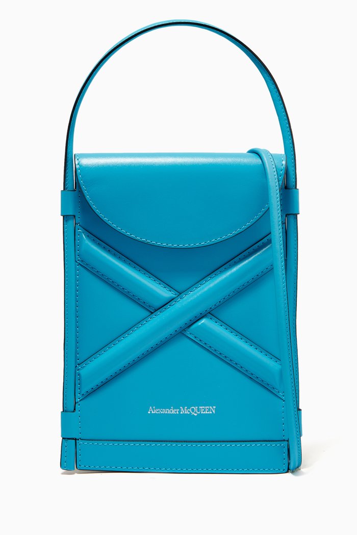 

The Curve Phone Holder in Leather, Blue
