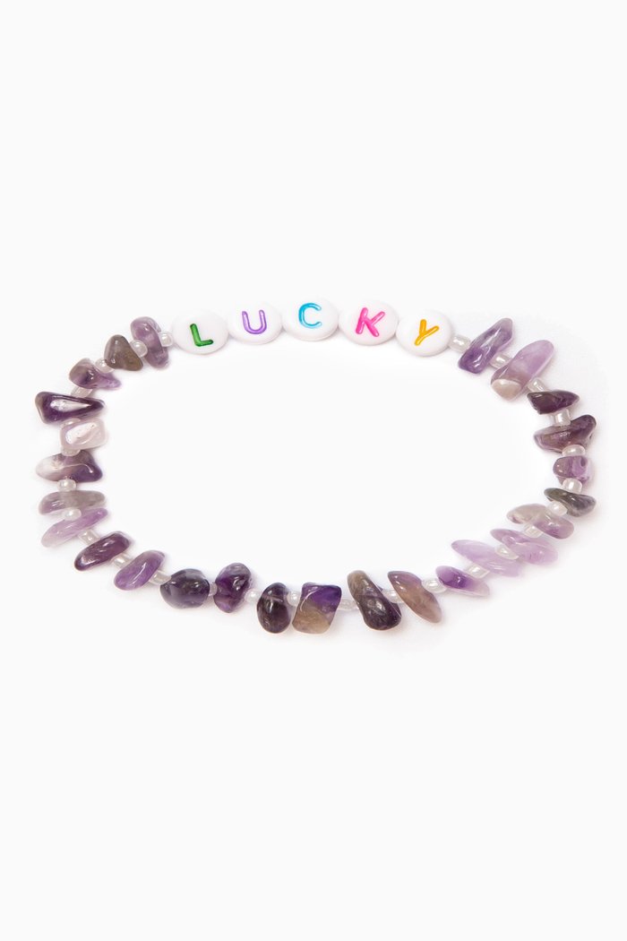 

Lucky Amethyst Crystal Healing Bracelet, Purple