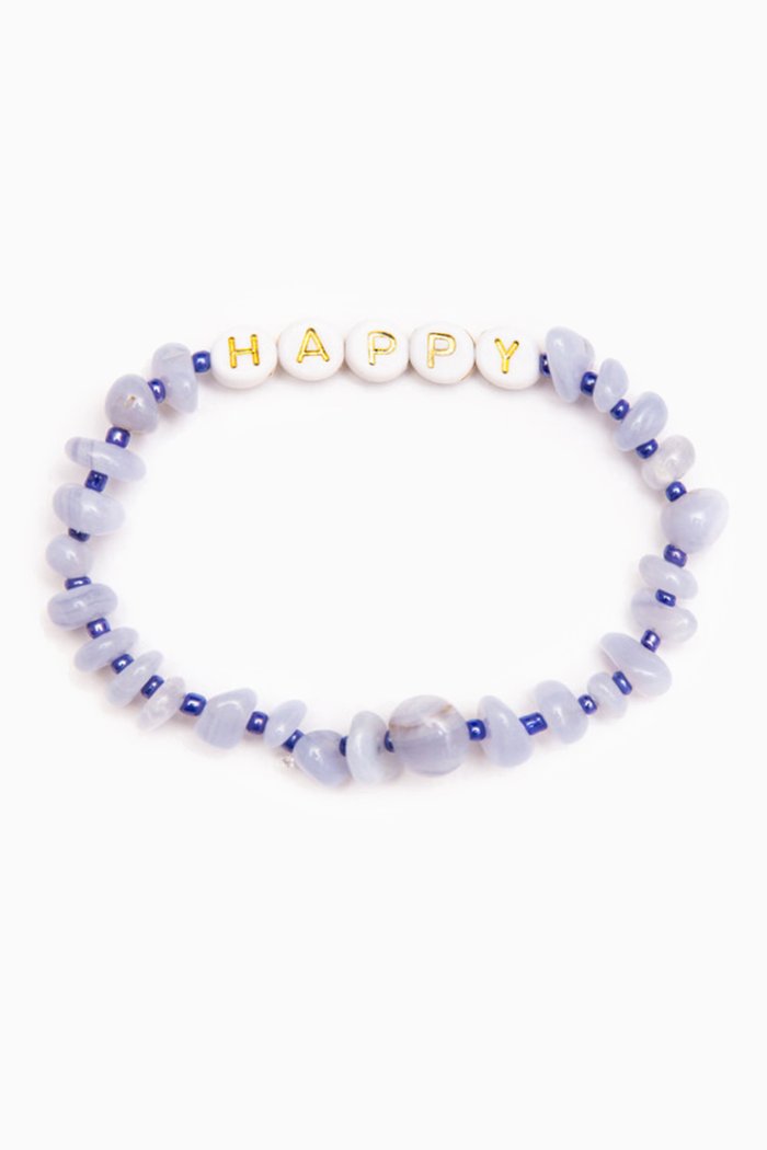 

Happy Blue Lace Agate Crystal Healing Bracelet