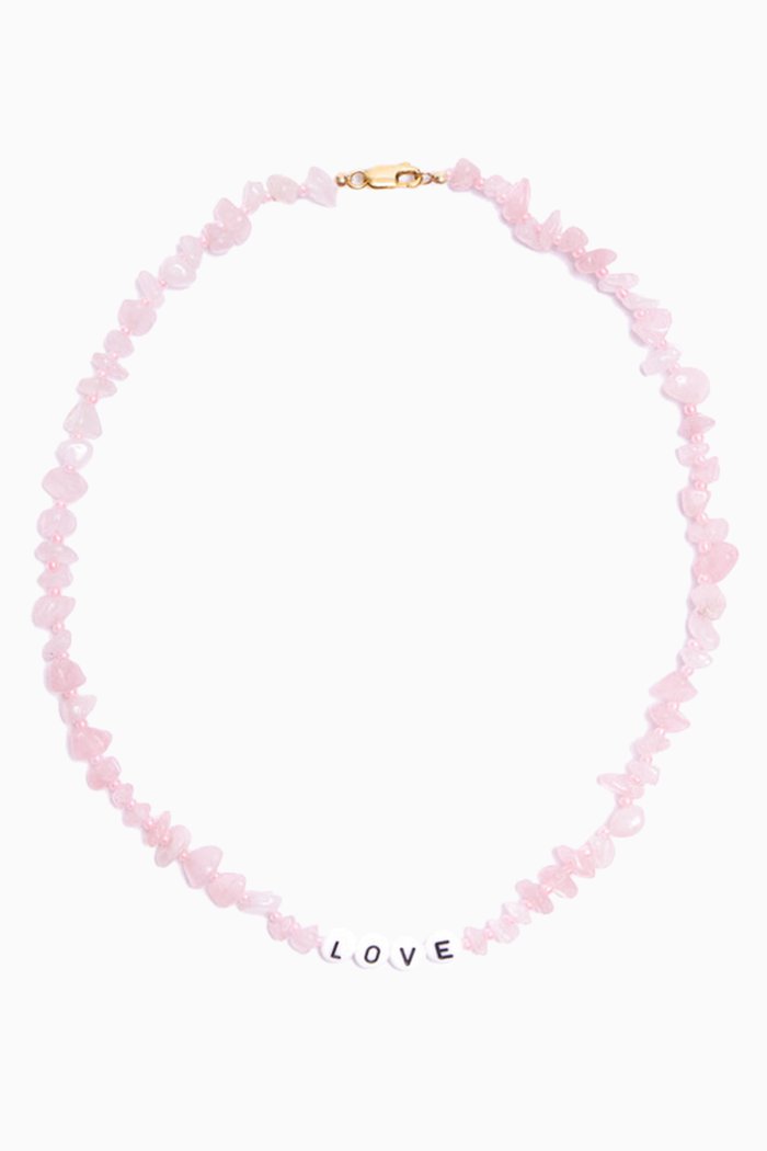 

Love Rose Quartz Crystal Healing Necklace, Pink