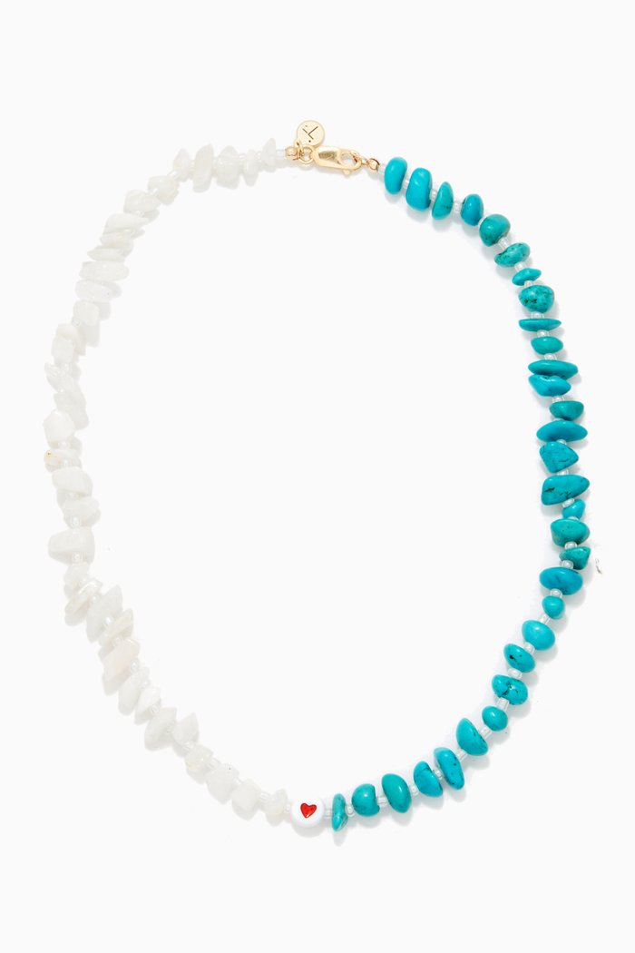 

Heart Moonstone & Turquoise Crystal Healing Necklace, Multicolour
