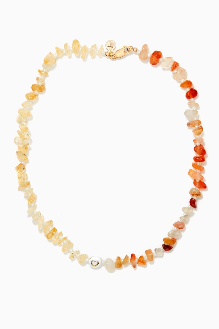 

Heart Carnelian & Citrine Crystal Healing Necklace, Multicolour