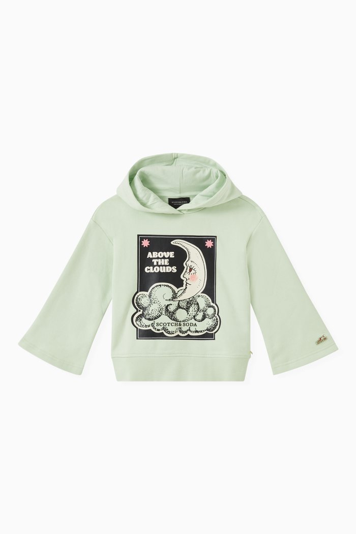 Boxy-fit Hoodie in Cotton, Green