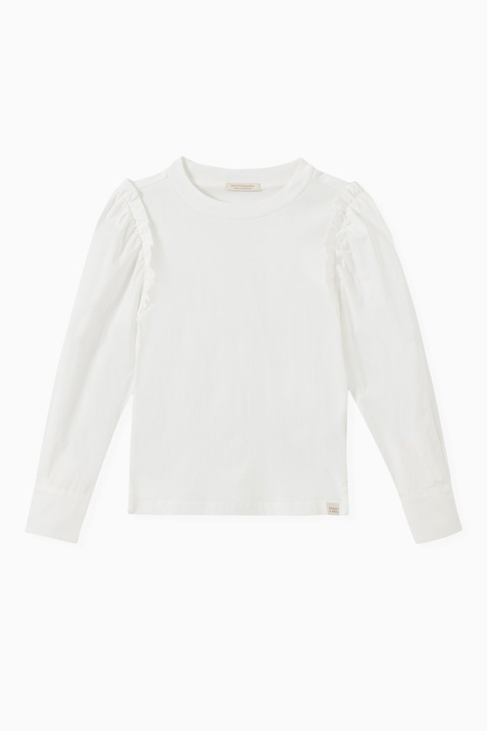 

Ruffled Blouse in Cotton, Neutral