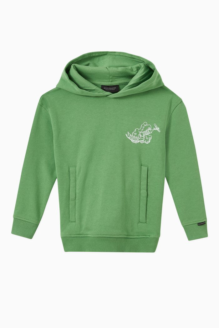 

Oversized Graphic Hoodie in Organic Cotton, Green
