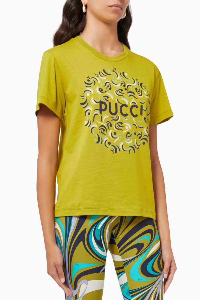 

Logo Print T-shirt in Cotton Jersey, Green