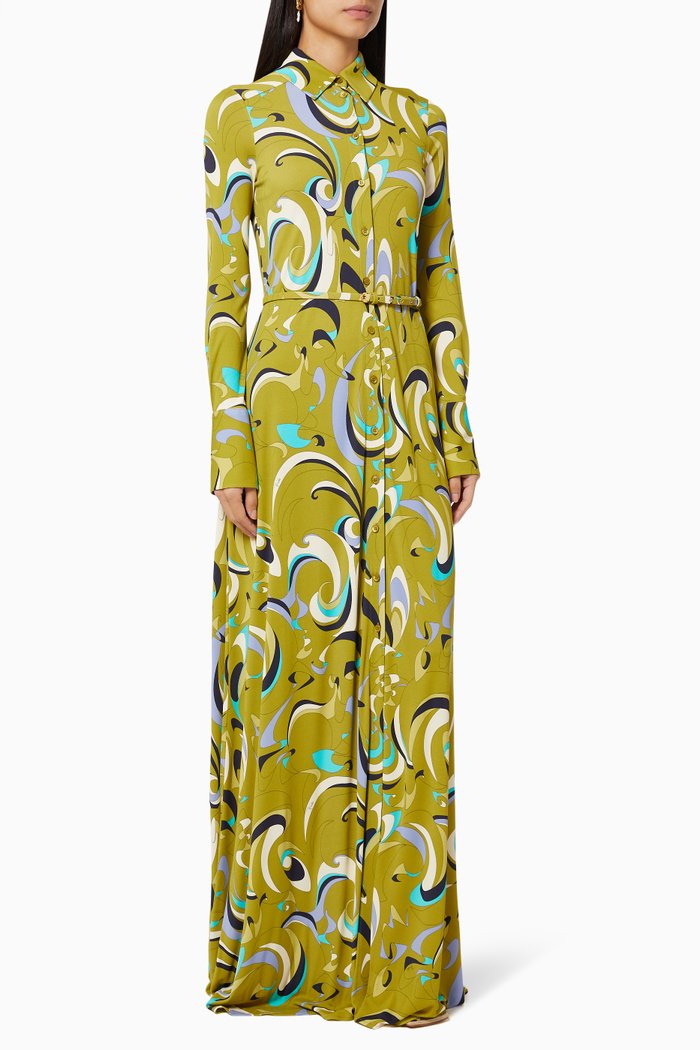 

Itinerari Print Chemisier Maxi Dress in Viscose, Yellow