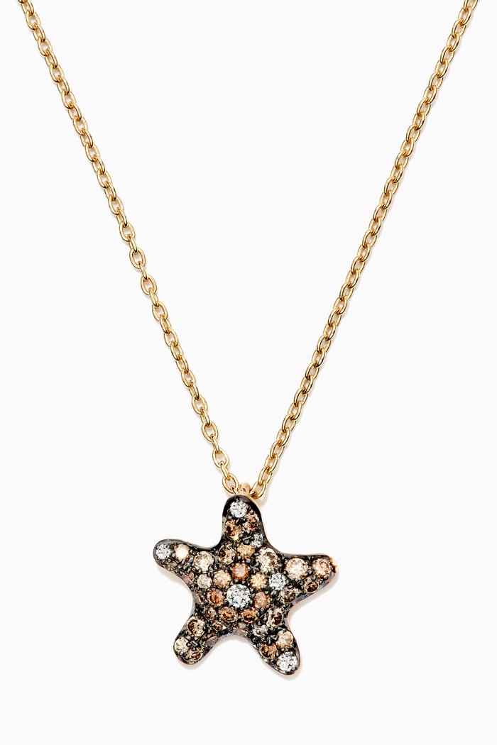 

Starfish Pavé Diamond Pendant in 14kt Yellow Gold, Brown
