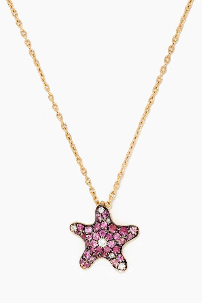 

Starfish Pavé Diamond Pendant in 14kt Yellow Gold, Pink