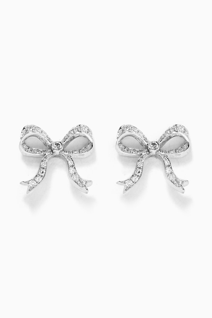 

Papillon Pavé Diamond Stud Earrings in 14kt White Gold, Silver