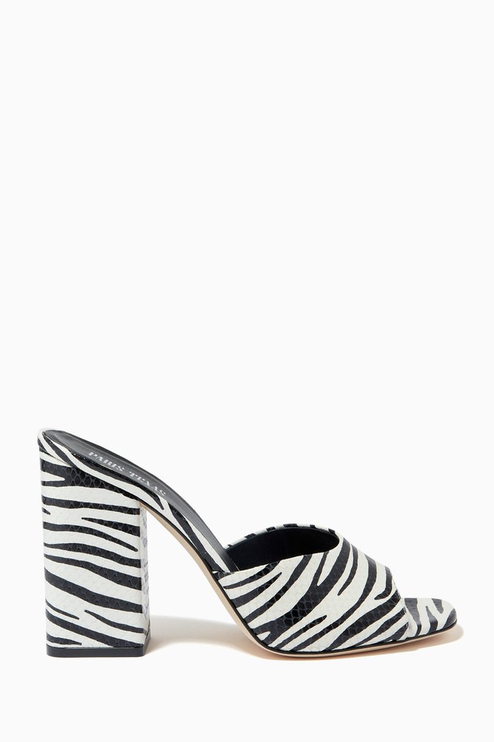 

Anja Zebra Mules in Python Leather, Black