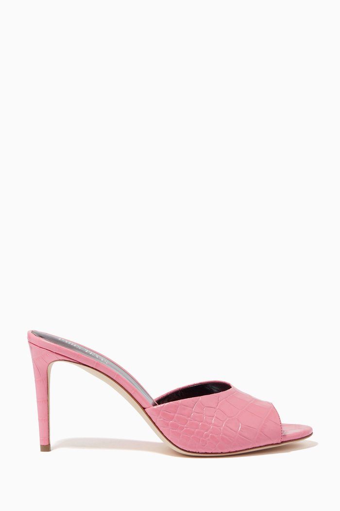 

Moc Mules in Croc-embossed Leather, Pink
