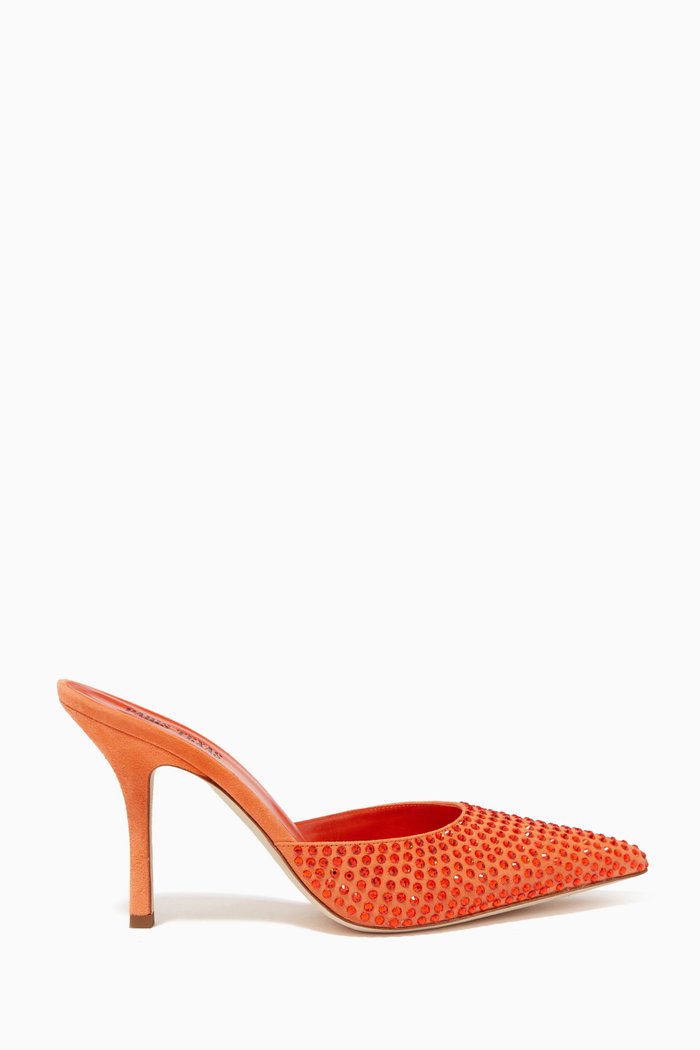 

Hollywood Mules in Crystal Suede, Orange