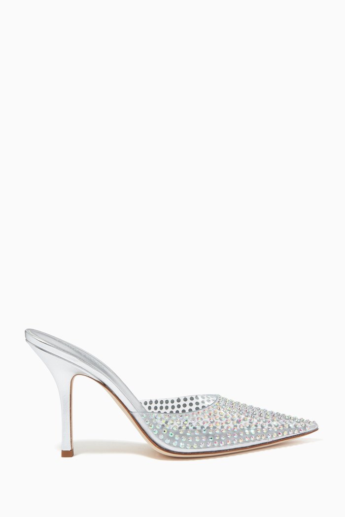 

Hollywood Mules in Crystal PVC, Silver