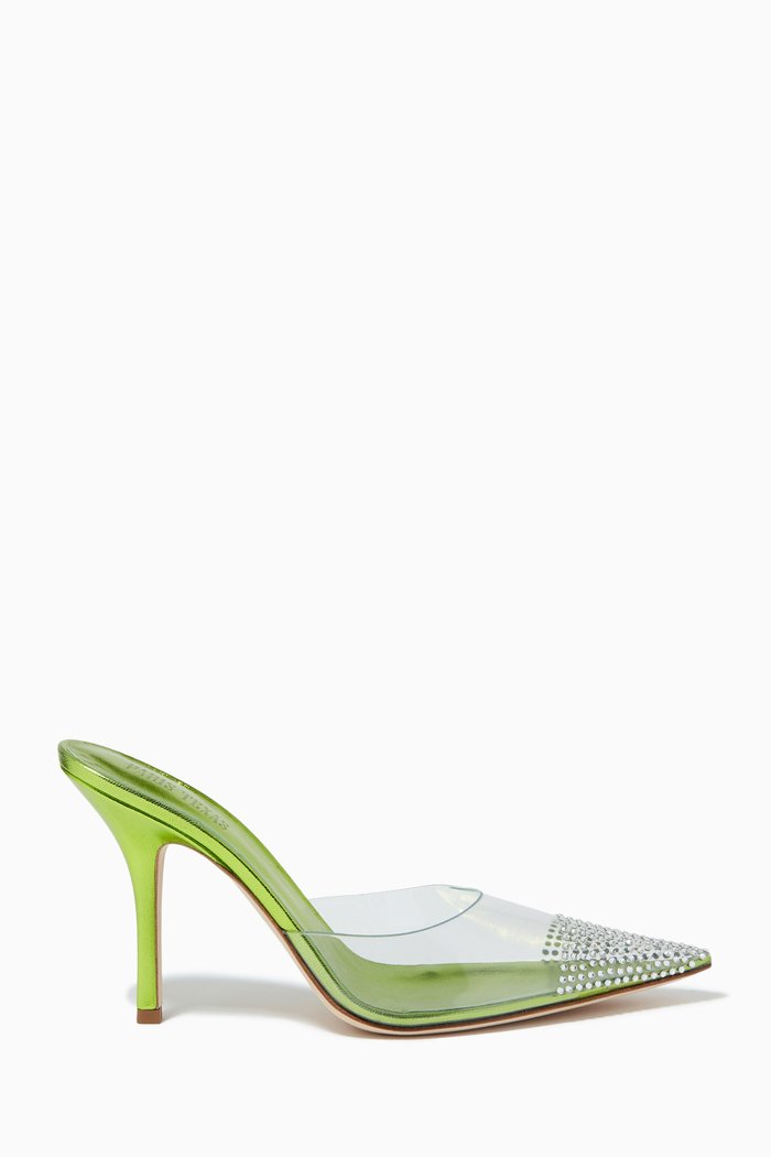 

Holly Cherry Mules in Crystal PVC, Green