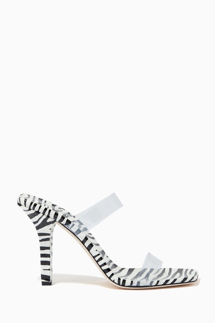 Bella Zebra Mules in Python Leather & PVC, Black