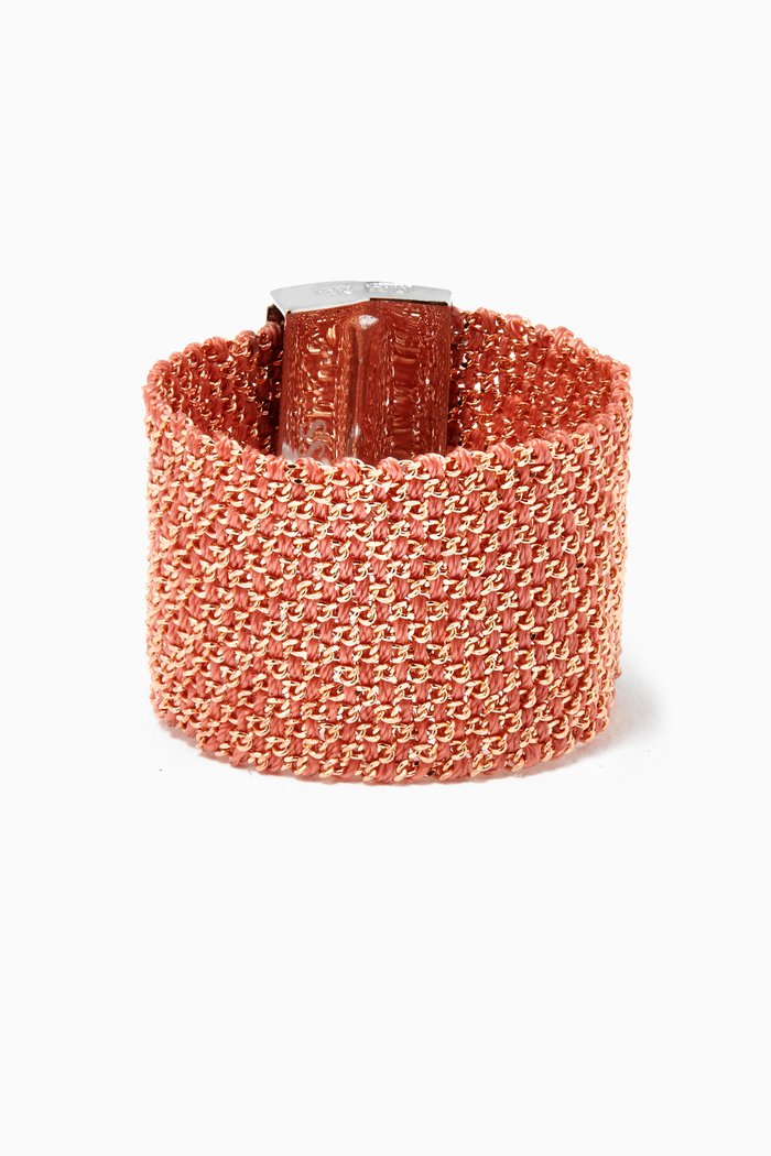 

Yarn Mesh Ring in 14kt White Gold & Silk, Rose gold