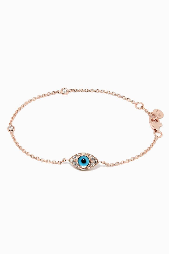 Evil Eye Bracelet in 14kt Rose Gold