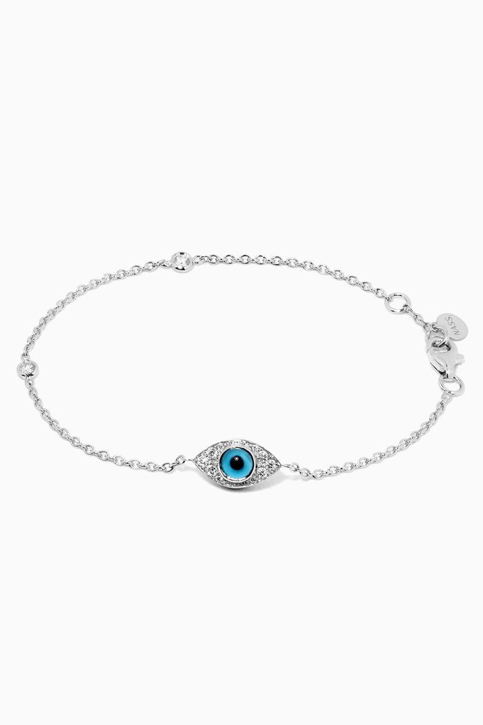 

Evil Eye Bracelet in 14kt White Gold, Silver