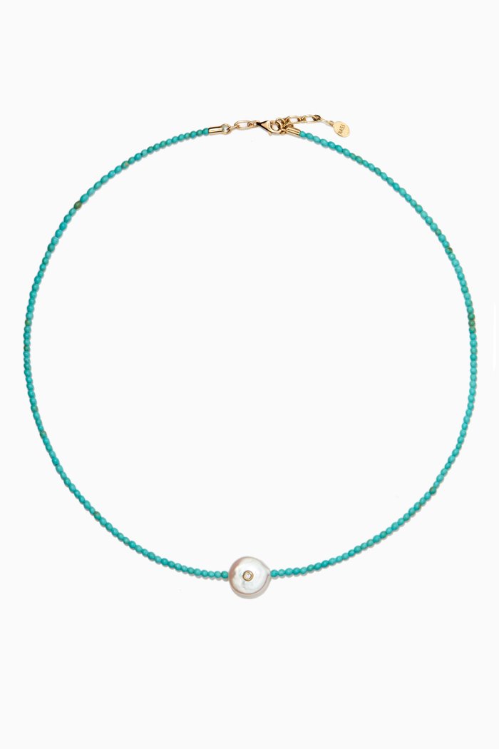 

Beaded Pendant Necklace in 14kt Yellow Gold, Blue