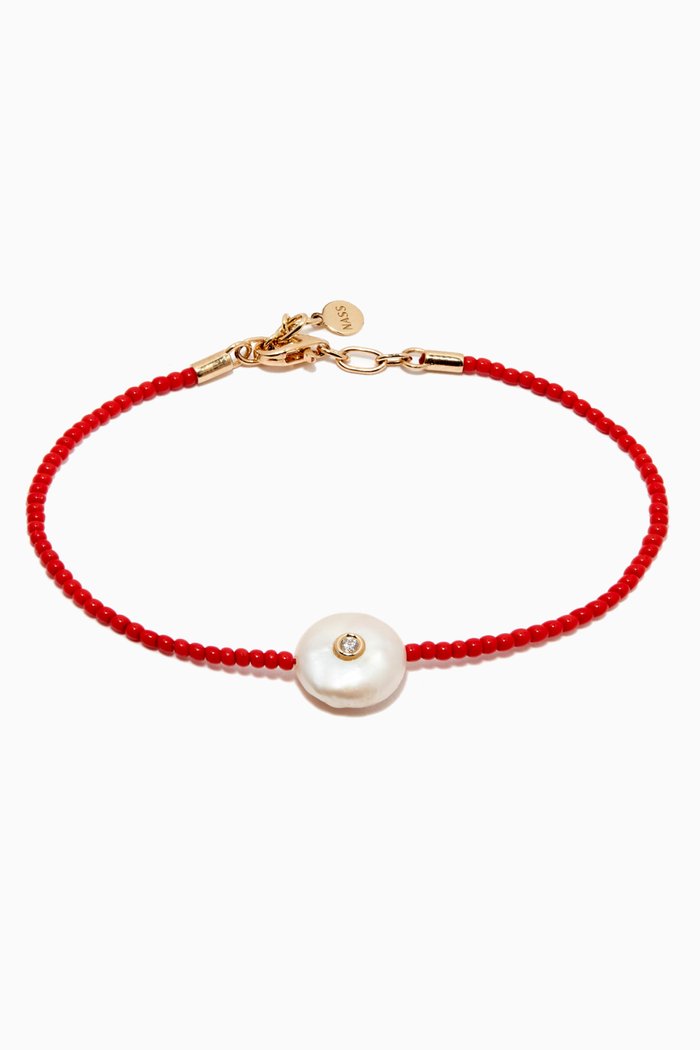 

Beaded Pendant Bracelet in 14kt Yellow Gold, Orange