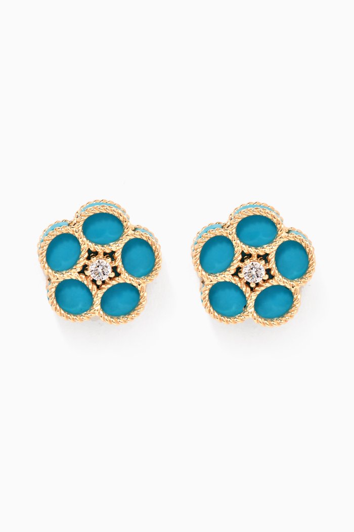 

Flower Studs in 14kt Yellow Gold, Blue