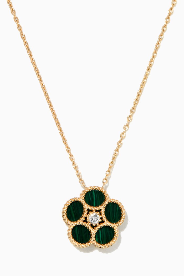 

Flower Pendant Necklace in 14kt Yellow Gold, Green
