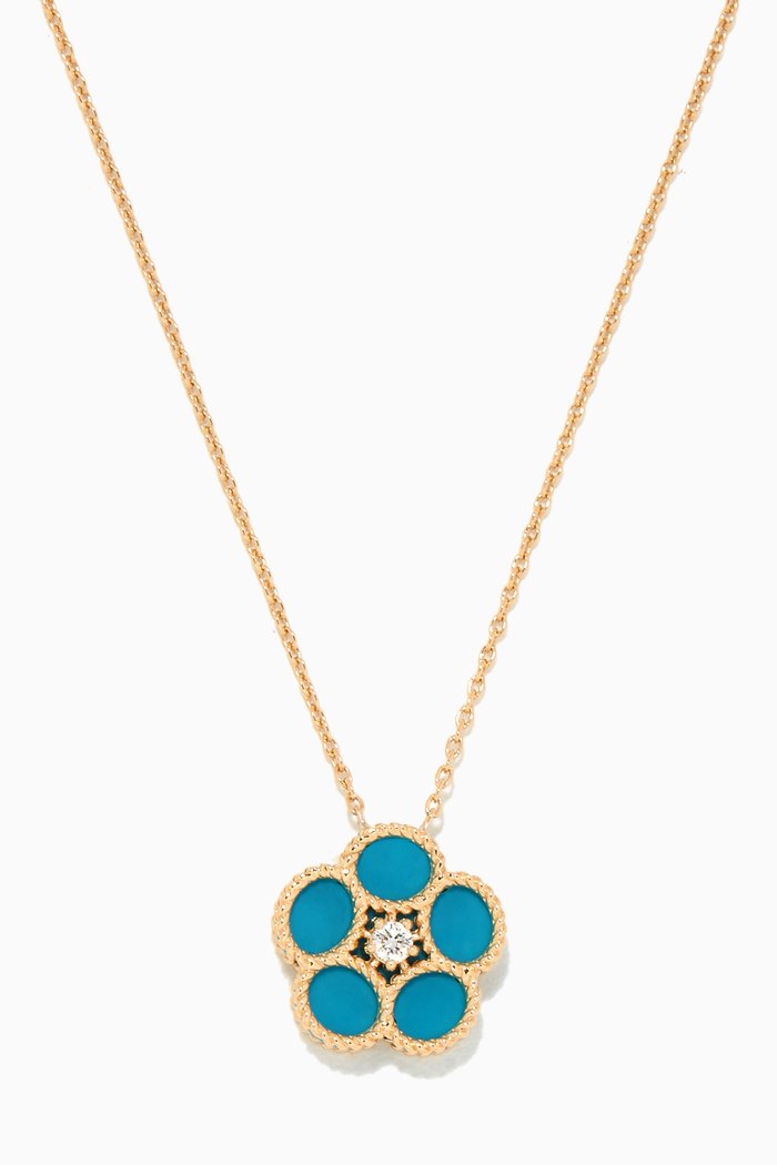 

Flower Pendant Necklace in 14kt Yellow Gold, Blue
