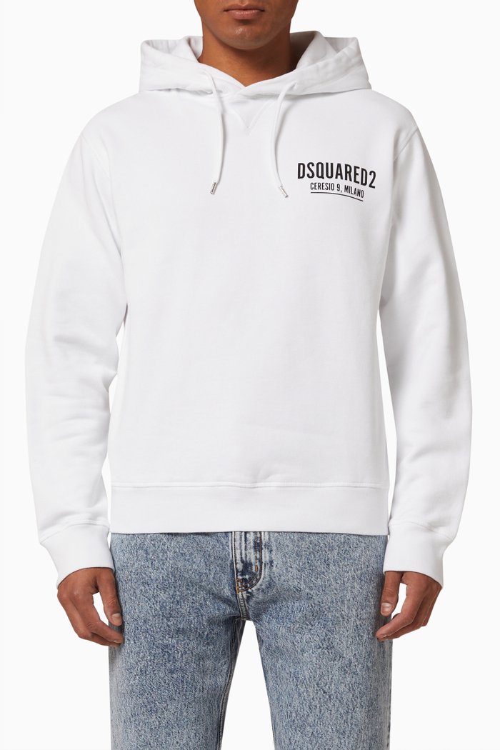 

Ceresio Cool Fit Hoodie in Cotton Jersey, White