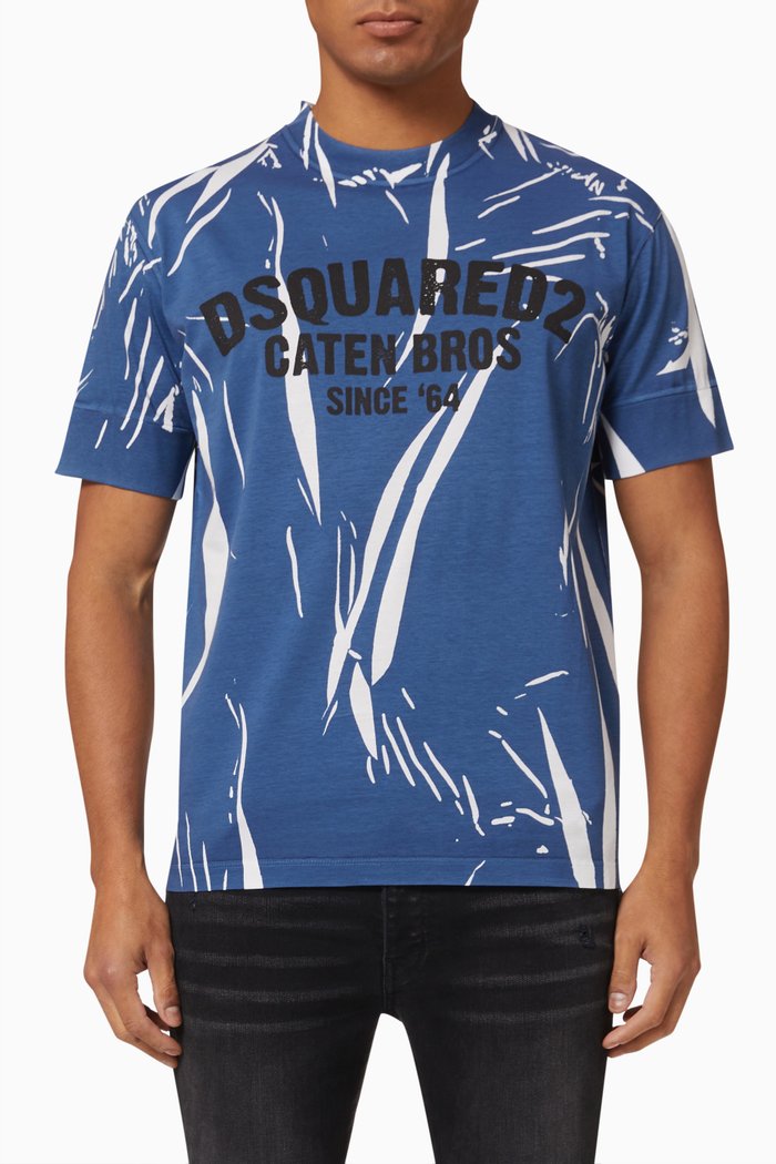 

Caten Bros Ibra T-Shirt in Cotton Jersey, Blue