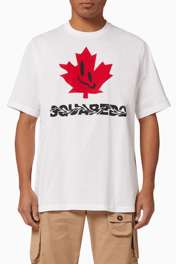

Smiling Leaf T-shirt in Cotton Jersey, White