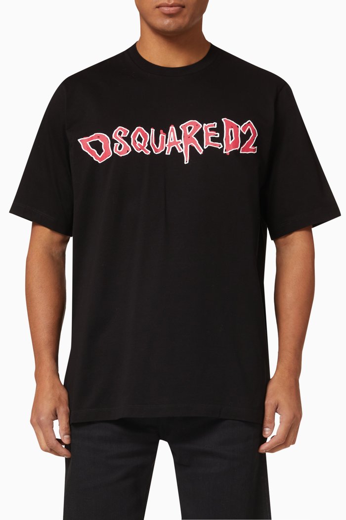 

D2 Rock Slouch T-Shirt in Cotton Jersey, Black