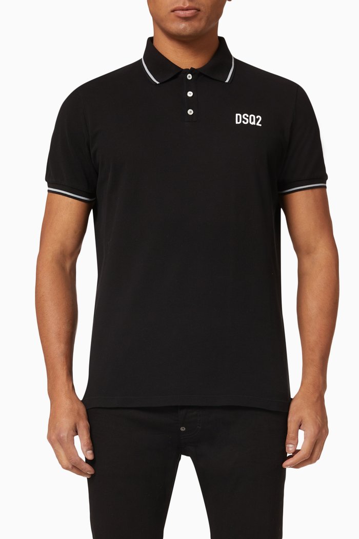 Mini DSQ2 Polo Shirt in Cotton, Black