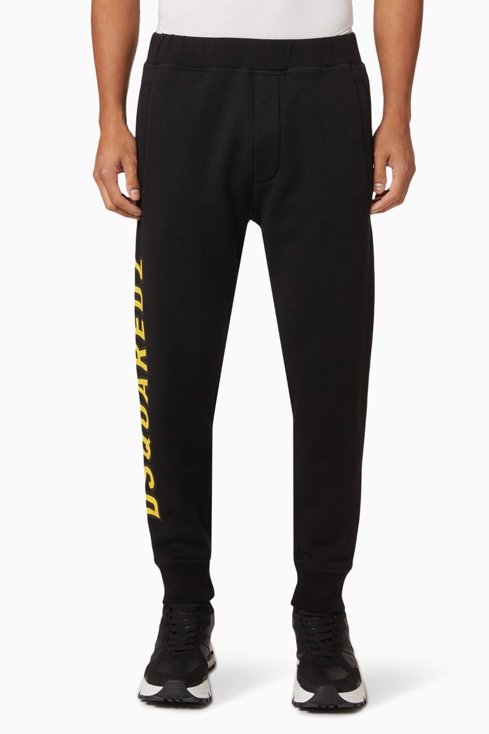 

Logo Print Track Pants in Cotton Jersey, Black