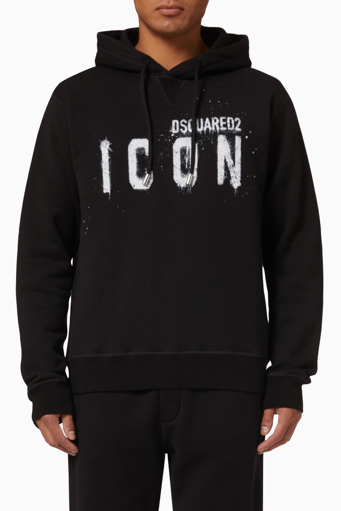 

Icon Spray Hoodie in Cotton Jersey, Black