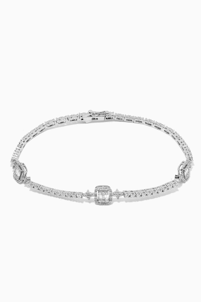 

Triple Motif Diamond Tennis Band Bracelet in 14kt White Gold, Silver