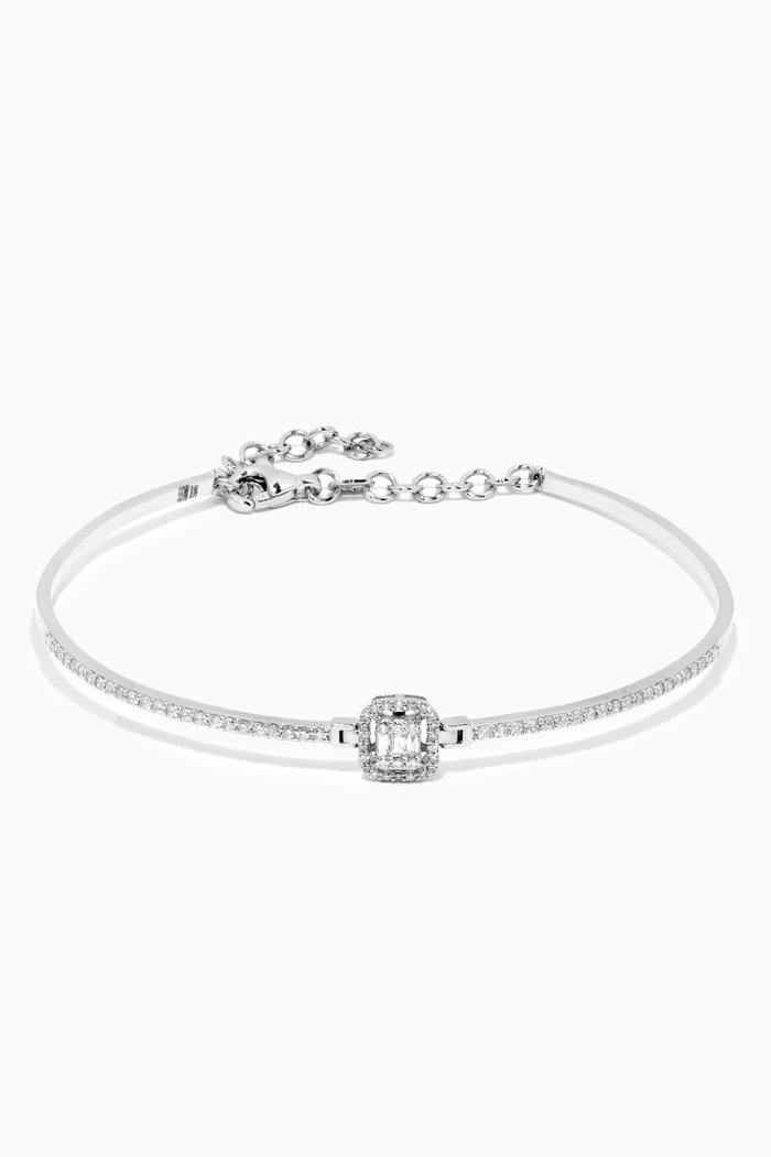 

Single Diamond Motif Tennis Band Bracelet in 14kt White Gold, Silver