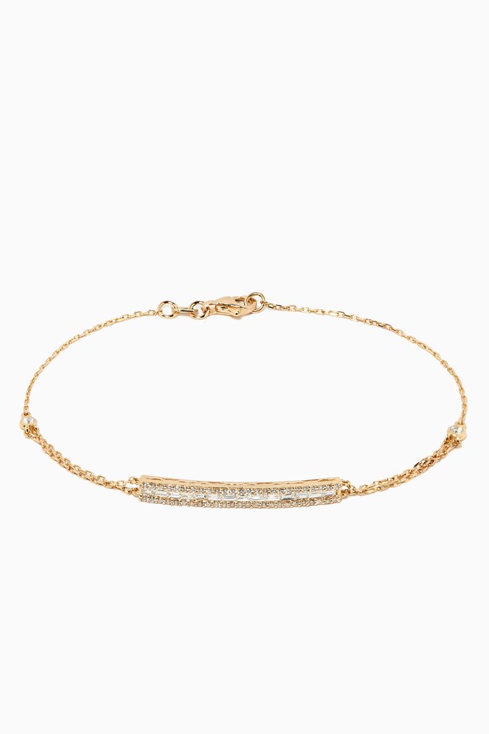 

Diamond Plaque Double Chain Bracelet in 14kt Yellow Gold